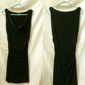 Ralph Lauren Ruched Black Cowl Neck Dress 8